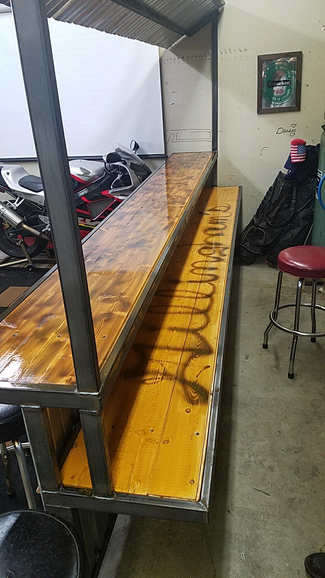 Completed Gillingham's custom bar with wood top surface