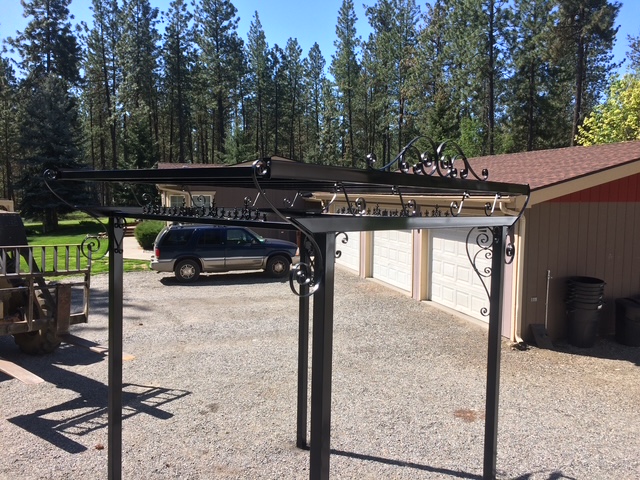 Decorative steel canopy fabrication in progress