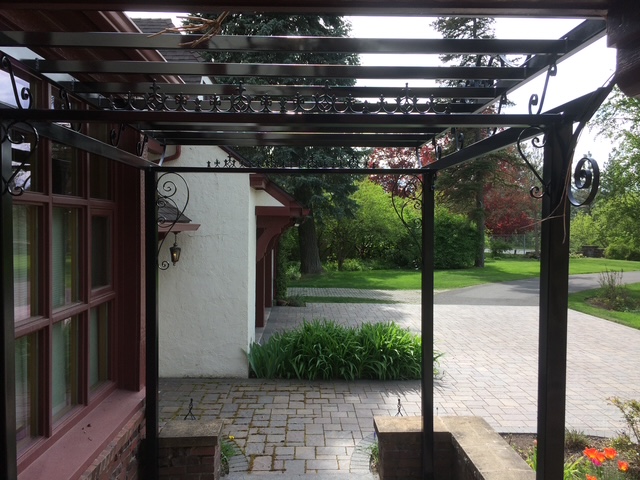 Decorative steel canopy fabrication in progress