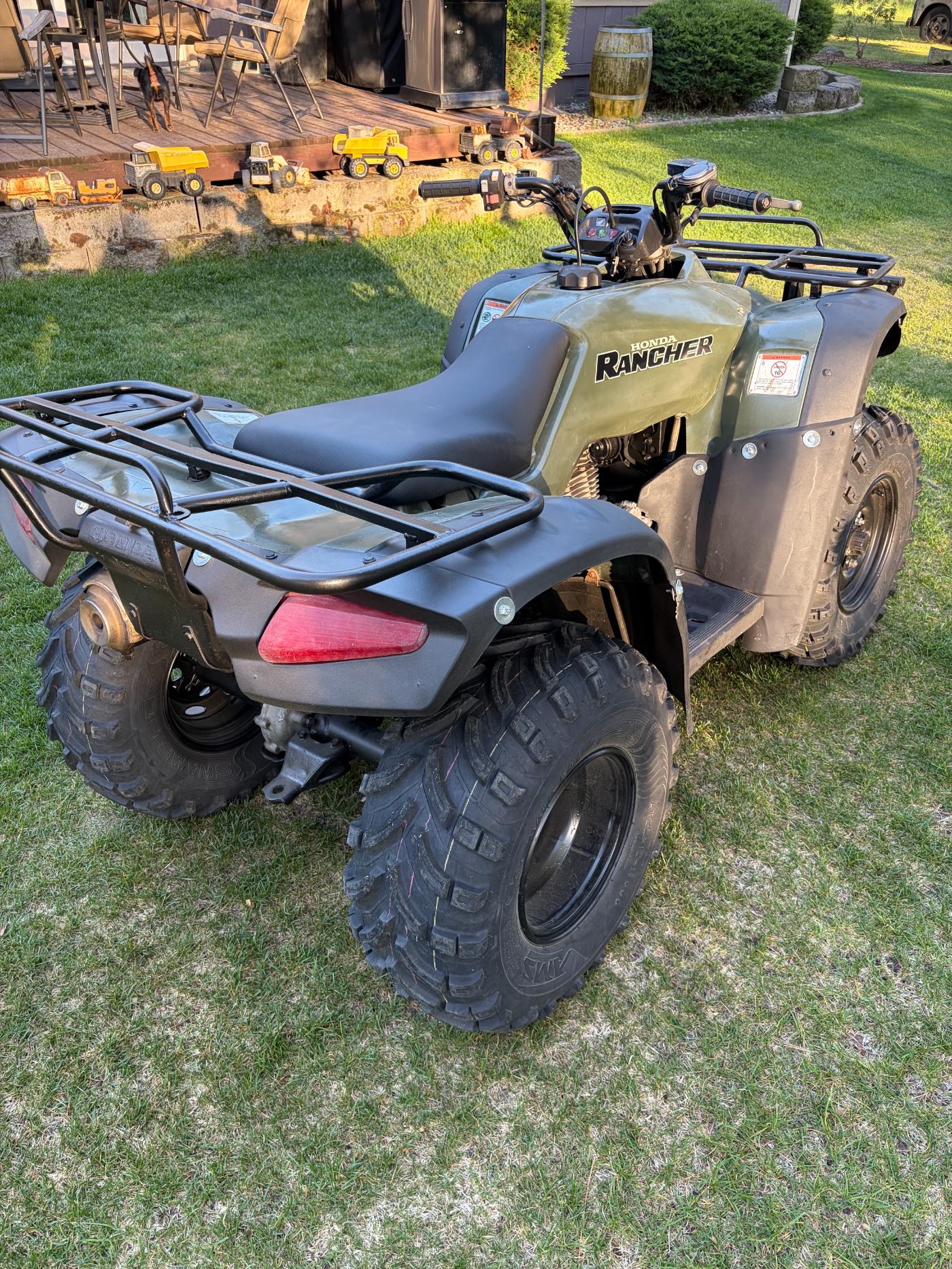 Restored Honda Rancher ATV rear-left angle